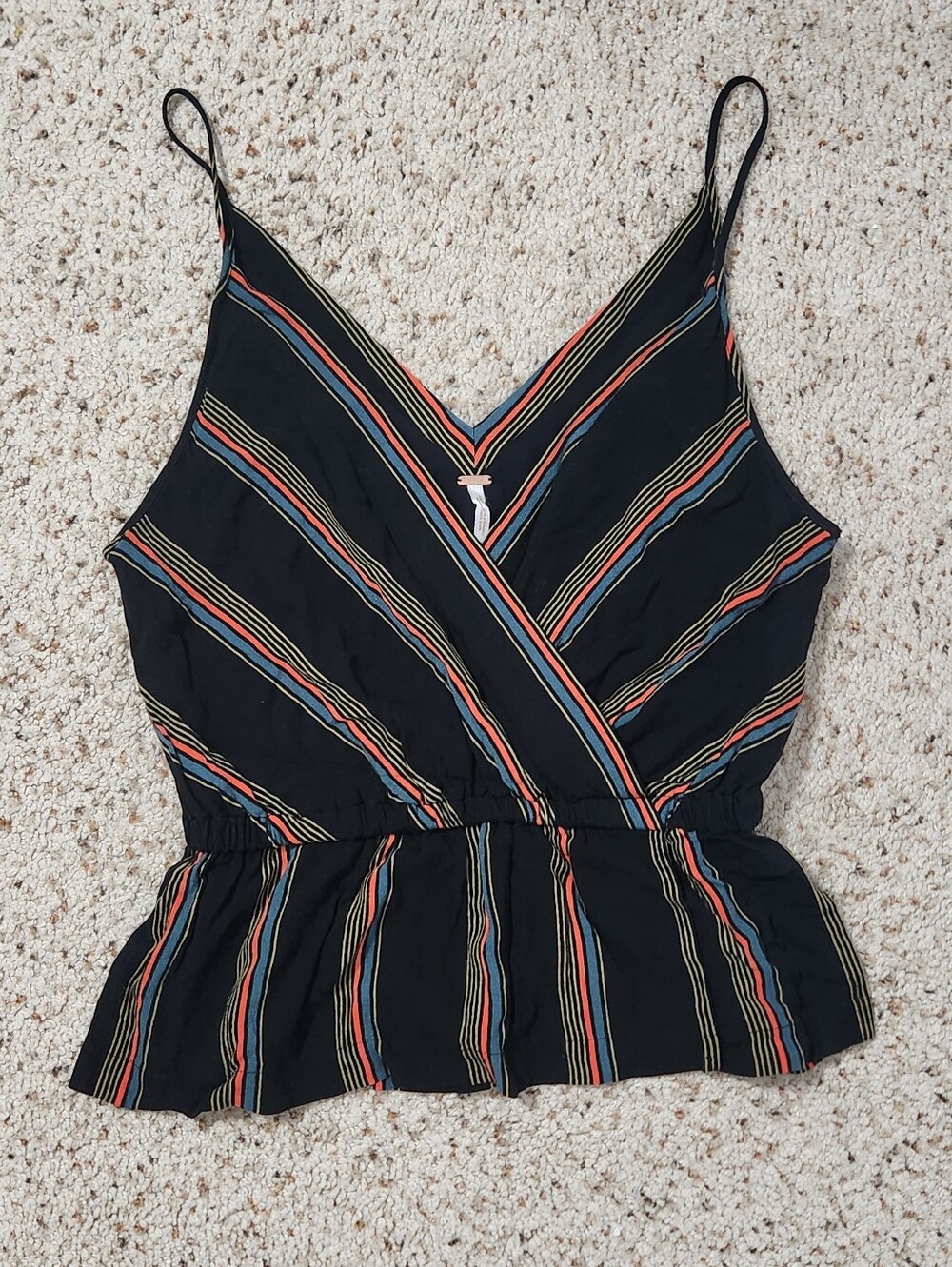 Free People Striped Peplum Cami Top XS